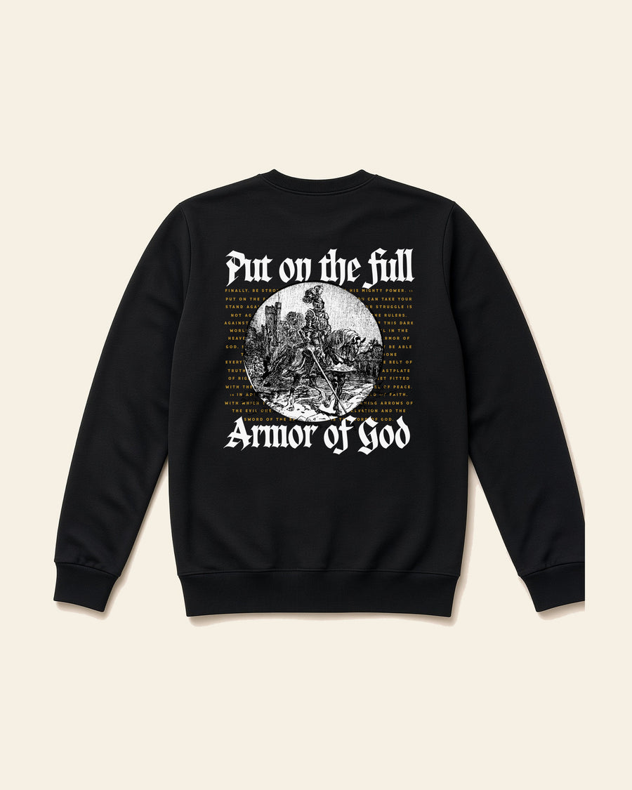 Armor of God - Adult Fleece Crewneck, black, back