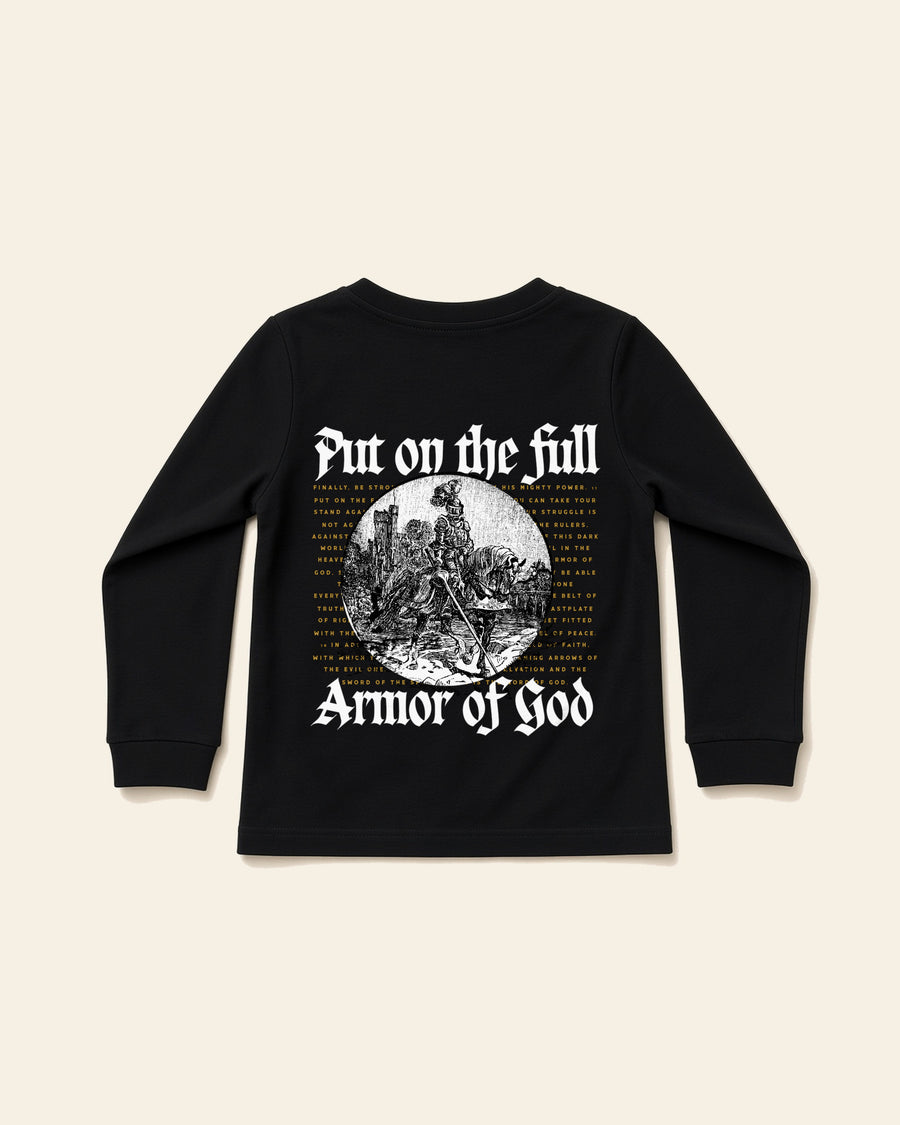 Armor of God - Toddler Long Sleeve Tee, black, back