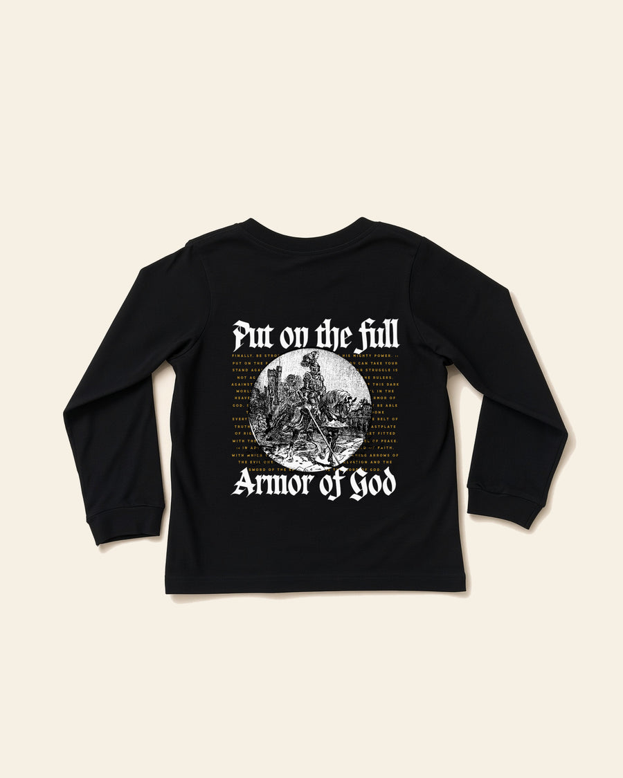 Armor of God - Youth Long Sleeve Tee, black, back