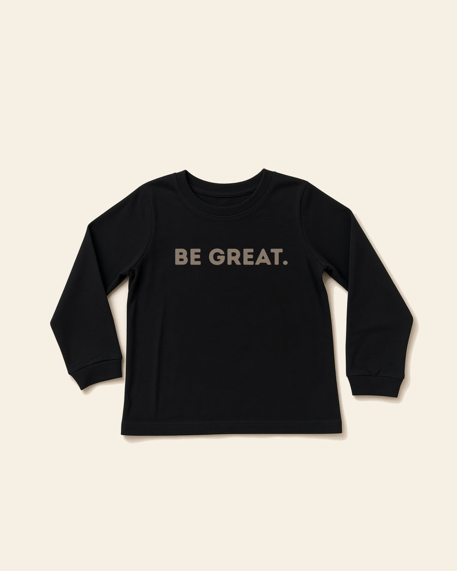 Be Great - Youth Long Sleeve Tee, black, front