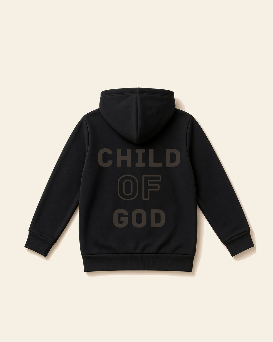 Child of God - Youth Fleece Hoodie, black, back