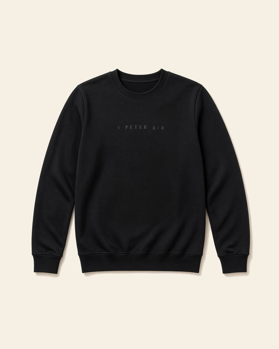 Crown of Glory - Adult Fleece Crewneck, black, front