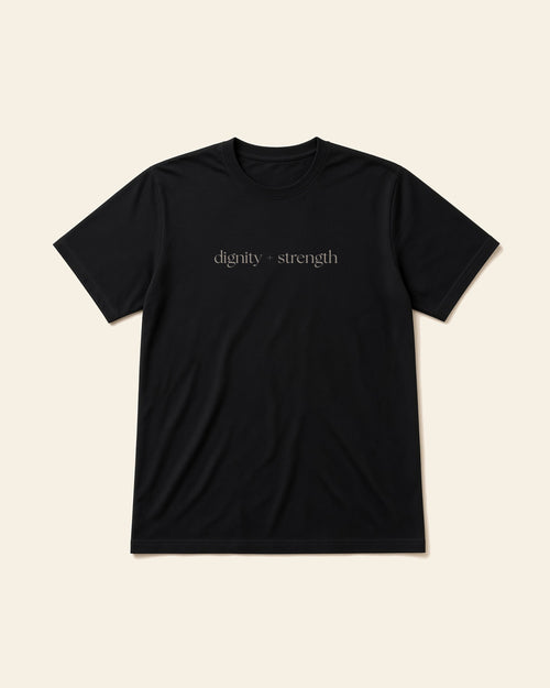 Dignity and Strength - Adult Organic Bamboo Tee, black, front