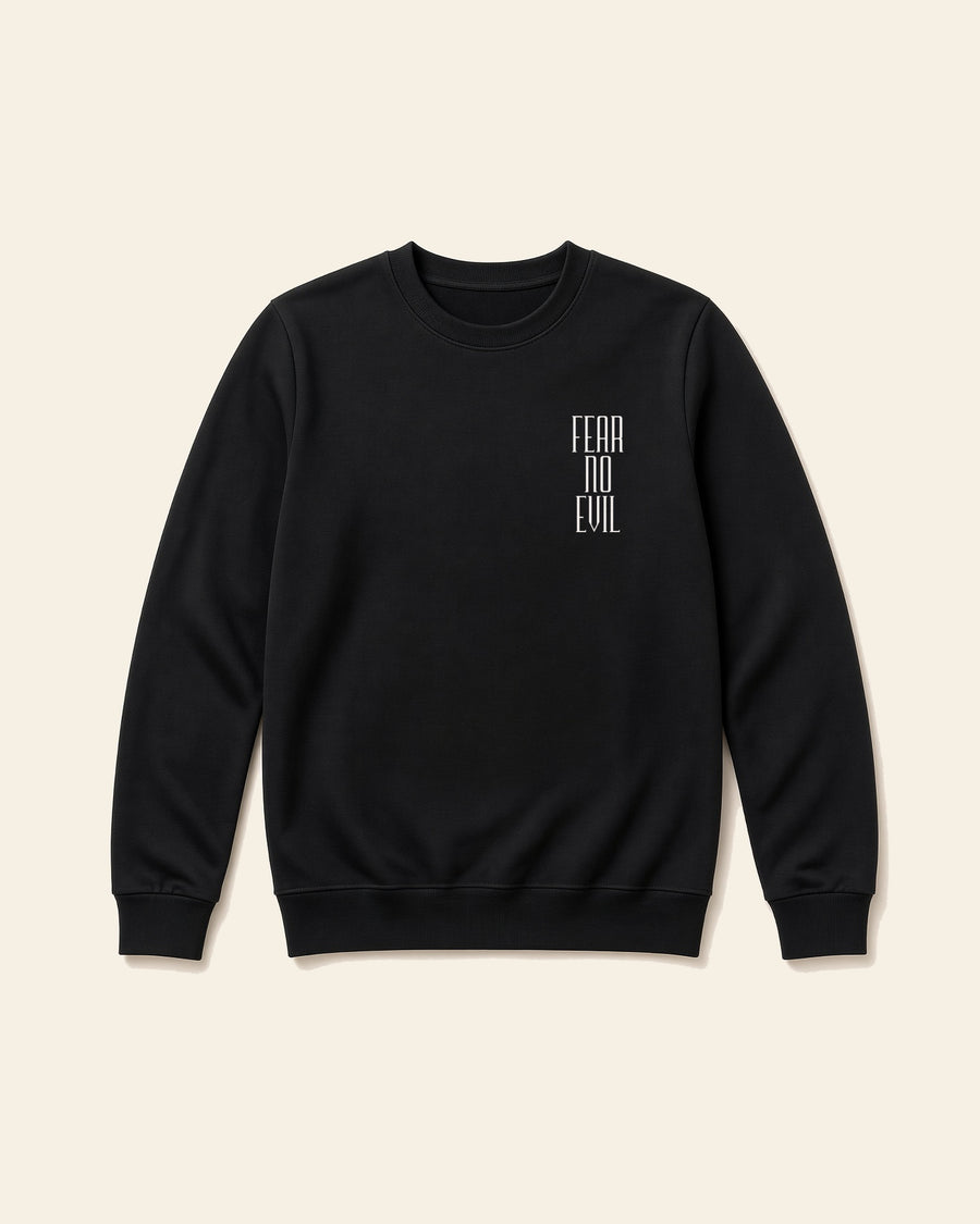 Fear No Evil - Adult Fleece Crewneck, black, front