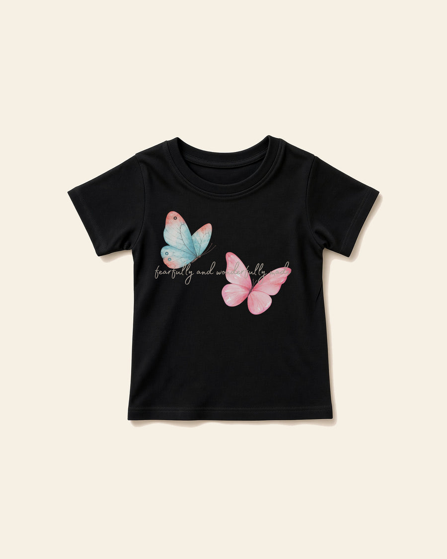Fearfully Made Butterfly - Baby Organic Cotton Tee, black, front