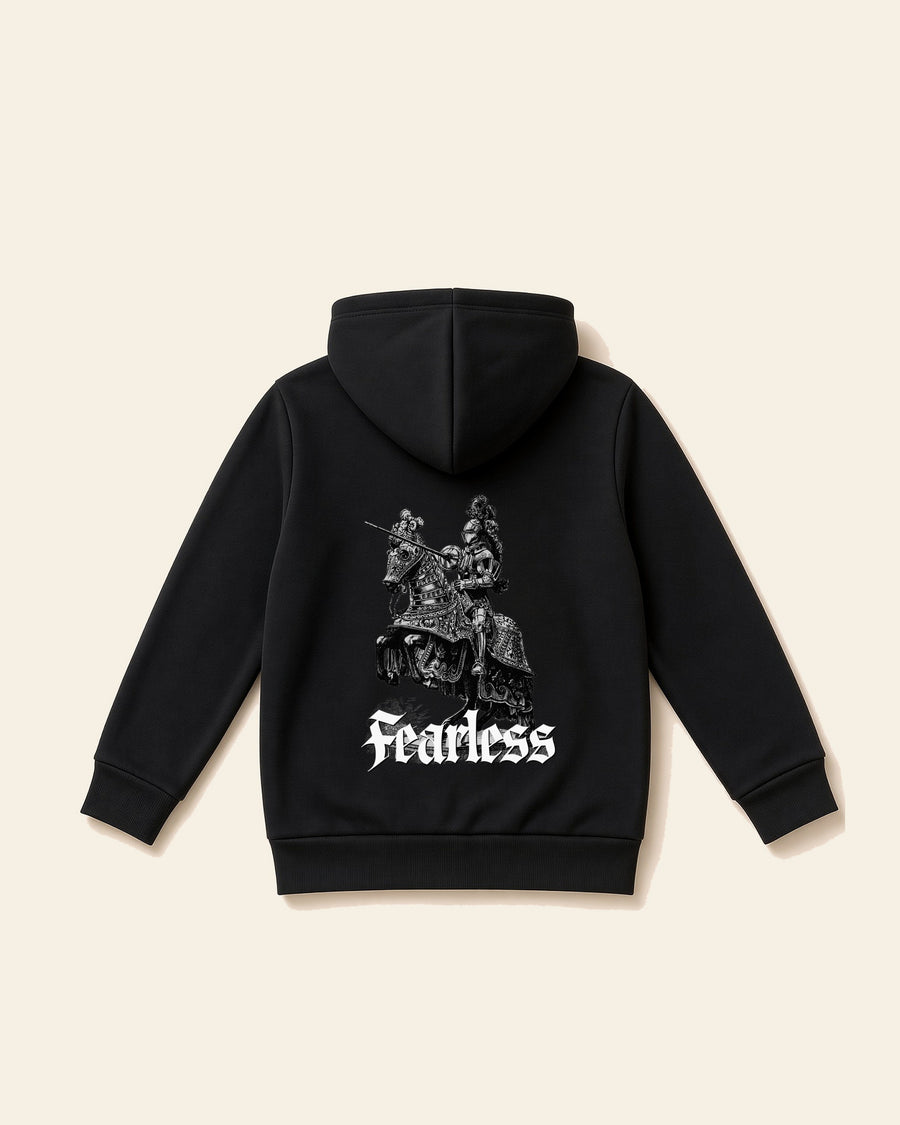 Fearless - Youth Fleece Hoodie, black, back