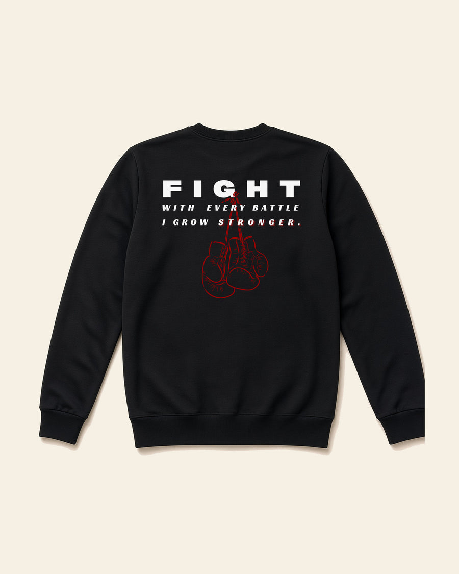 Fight - Adult Fleece Crewneck, black, back