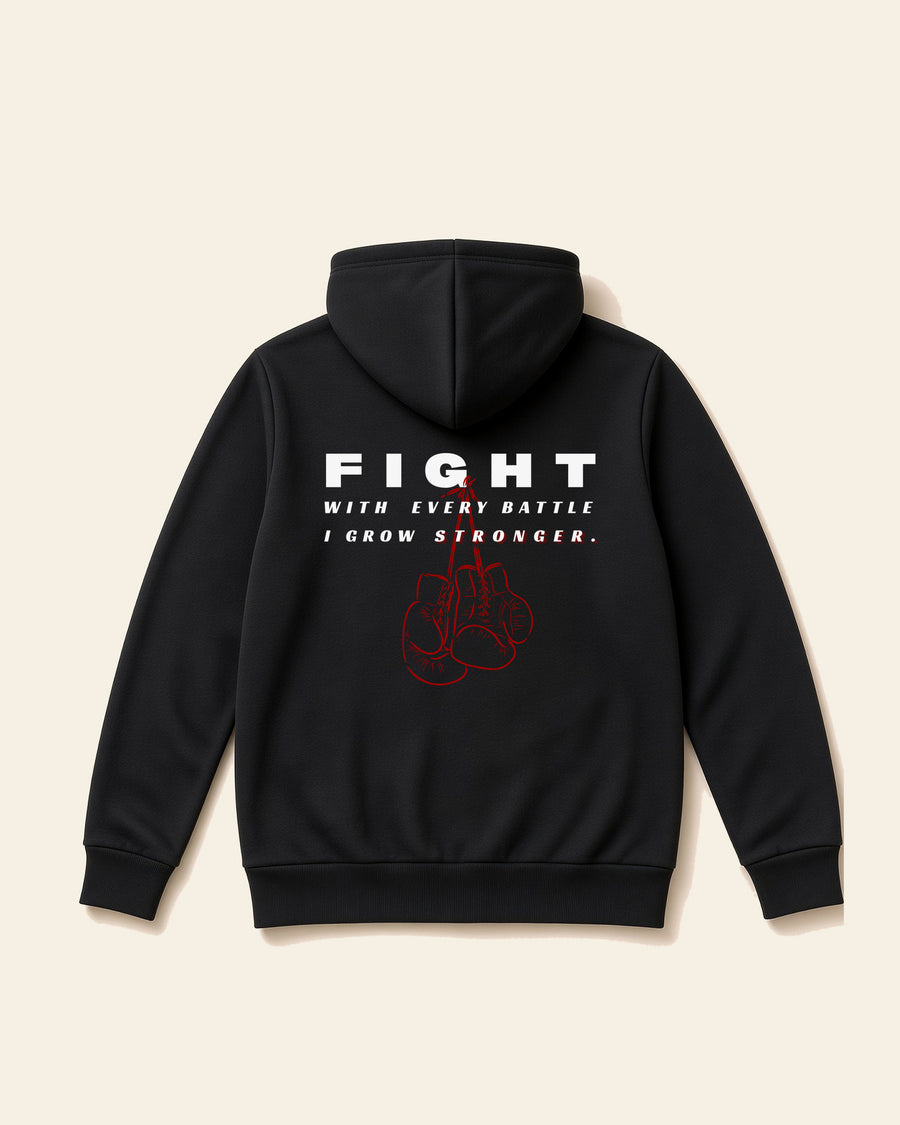 Fight - Adult Heavyweight Fleece Hoodie, black, back