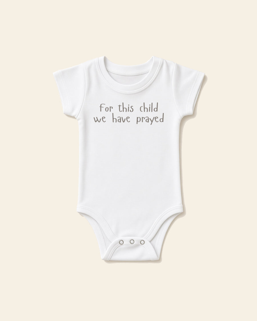 For This Child I Have Prayed Stone - Baby Organic Onesie, white, front