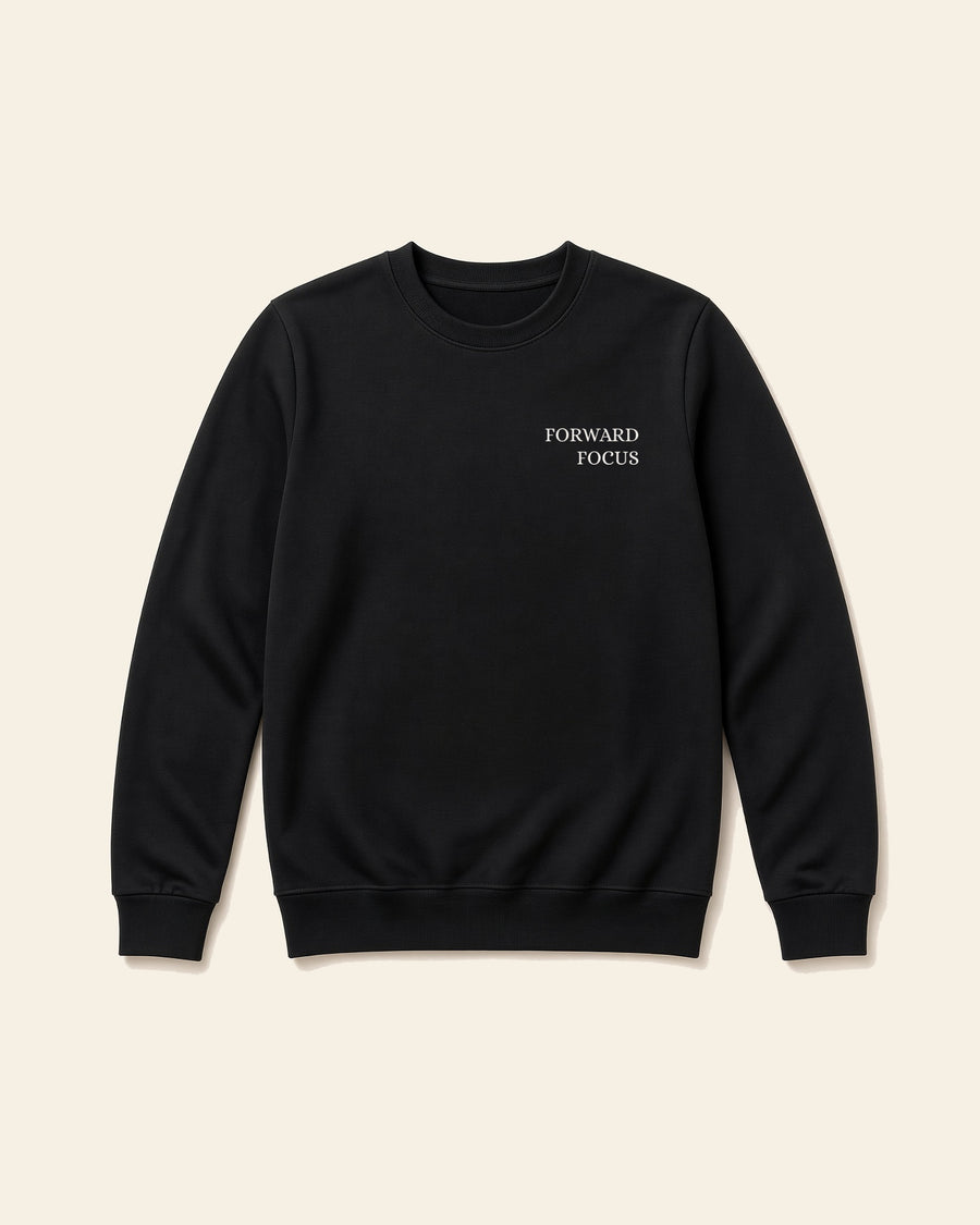 Forward Focus - Adult Fleece Crewneck, black, front