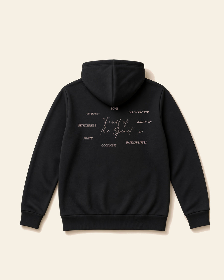Fruit of the Spirit - Adult Heavyweight Fleece Hoodie, black, back