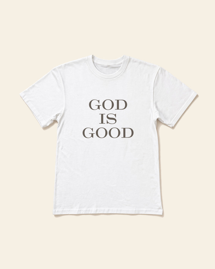 God Is Good All The Time - Adult Heavyweight Cotton Tee, white, front