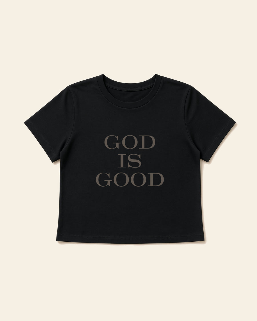 God Is Good All The Time - Women's Modern Fit Tee, black, front