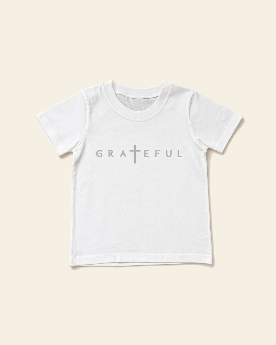 Grateful - Toddler Organic Cotton Tee, white, front