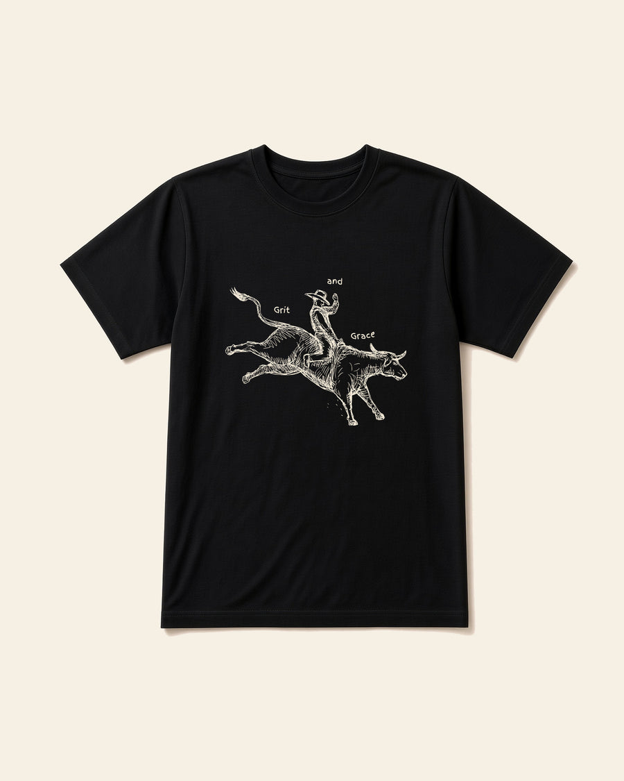Grit and Grace - Adult Everyday Cotton Tee, black, front