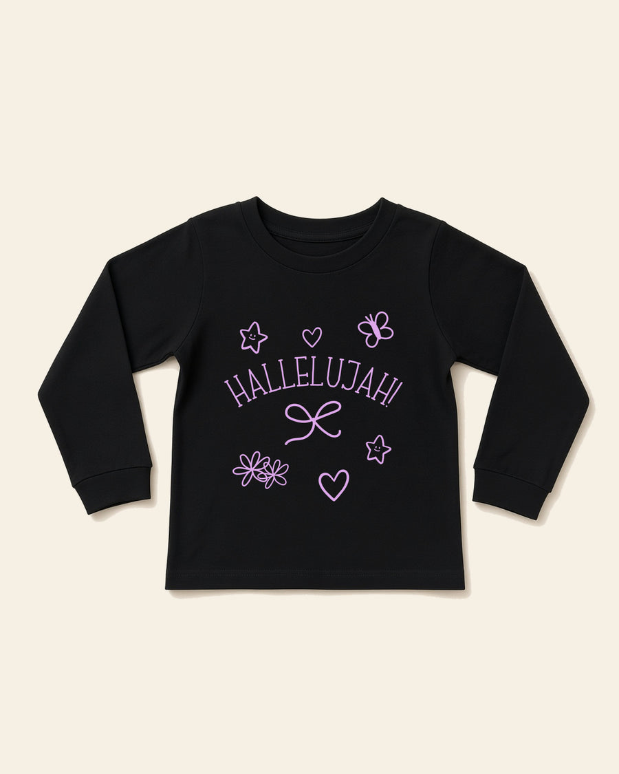 Hallelujah - Toddler Long Sleeve Tee, black, front
