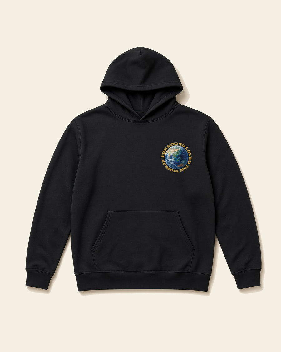John 3:16 - Adult Fleece Hoodie, black, front
