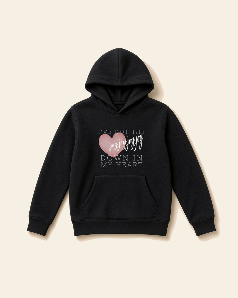 Joy Joy Joy - Youth Fleece Hoodie, black, front