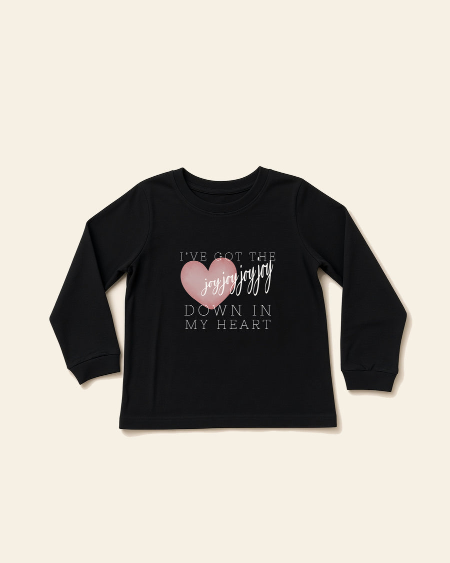 Joy Joy Joy - Youth Long Sleeve Tee, black, front