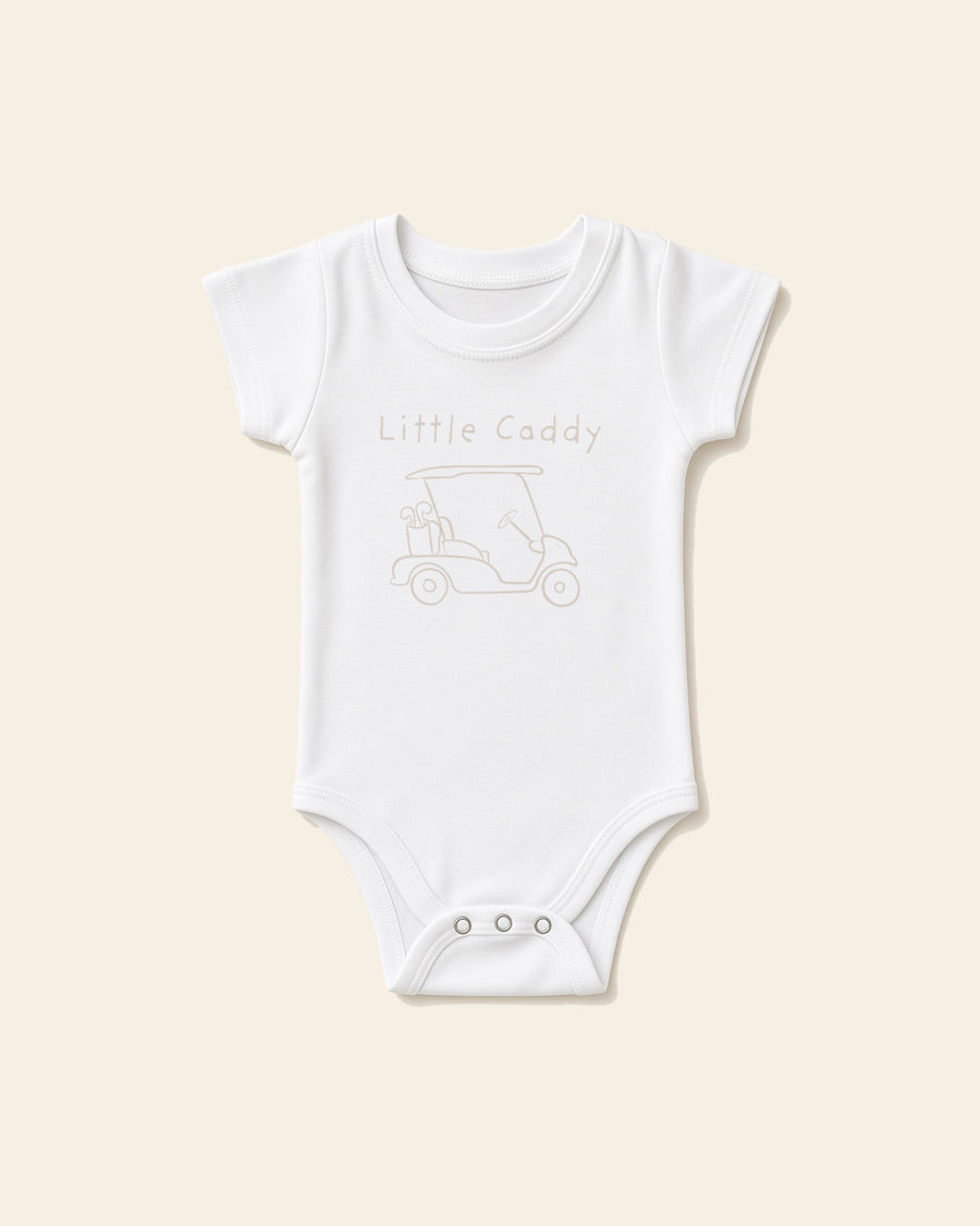 Little Caddy - Baby Organic Onesie, white, front