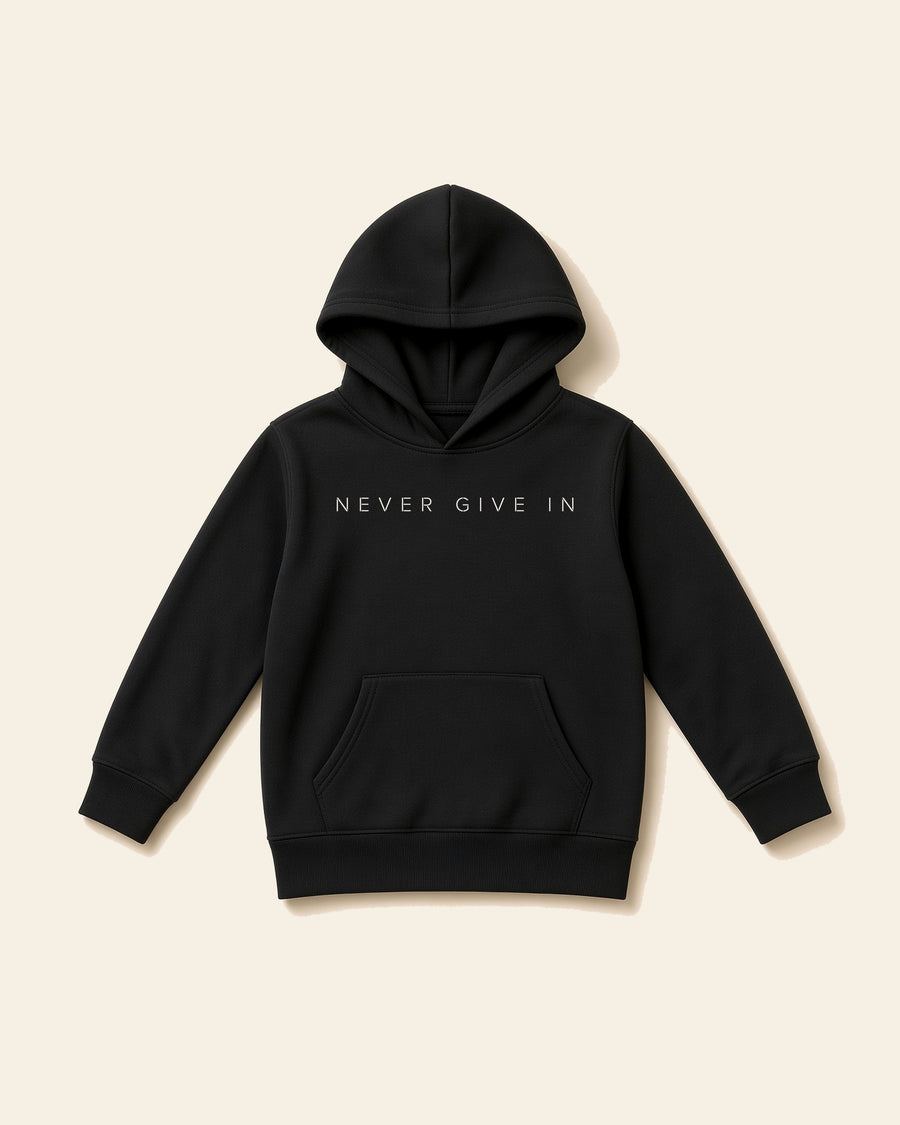 Never Give In - Toddler Fleece Hoodie, black, front