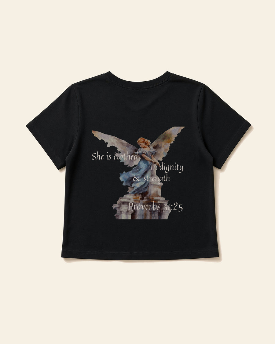 Proverbs Angel White - Women's Modern Fit Tee, black, back
