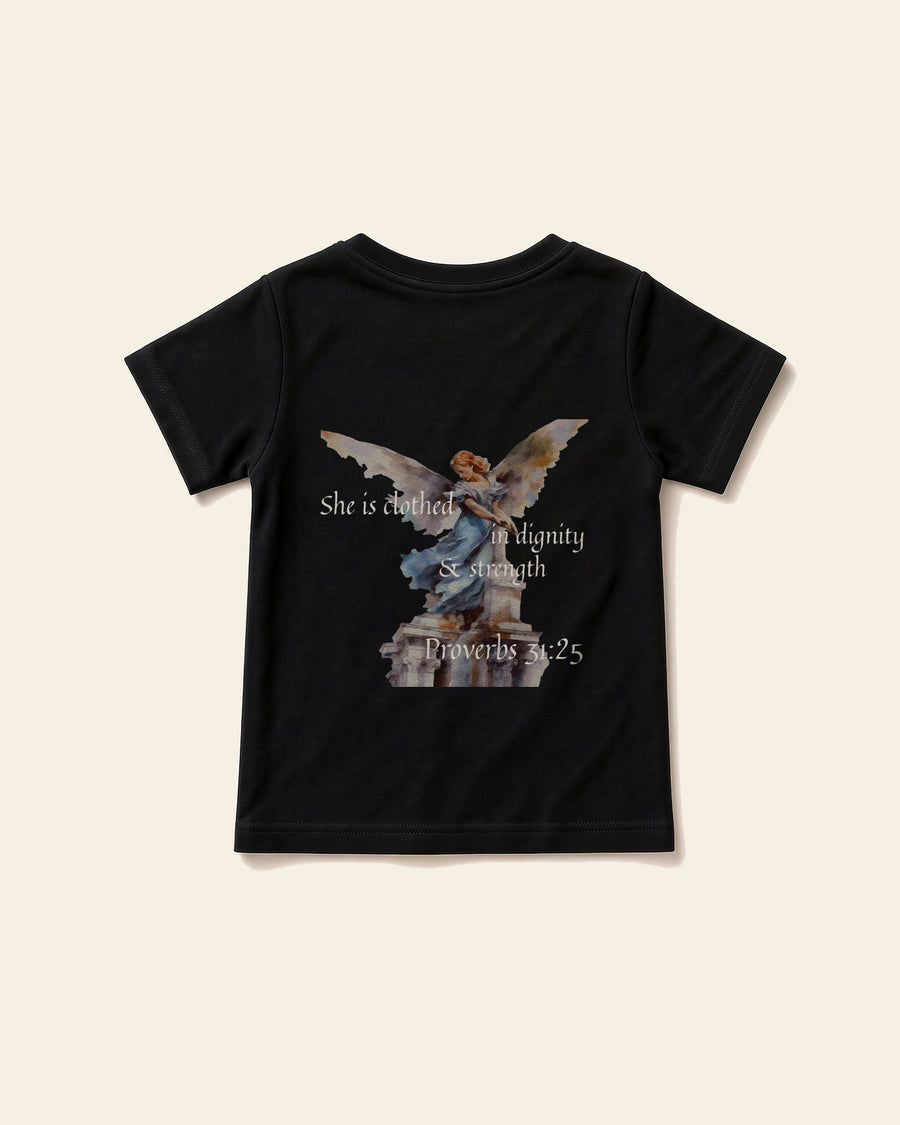 Proverbs Angel White - Toddler Organic Cotton Tee, black, back