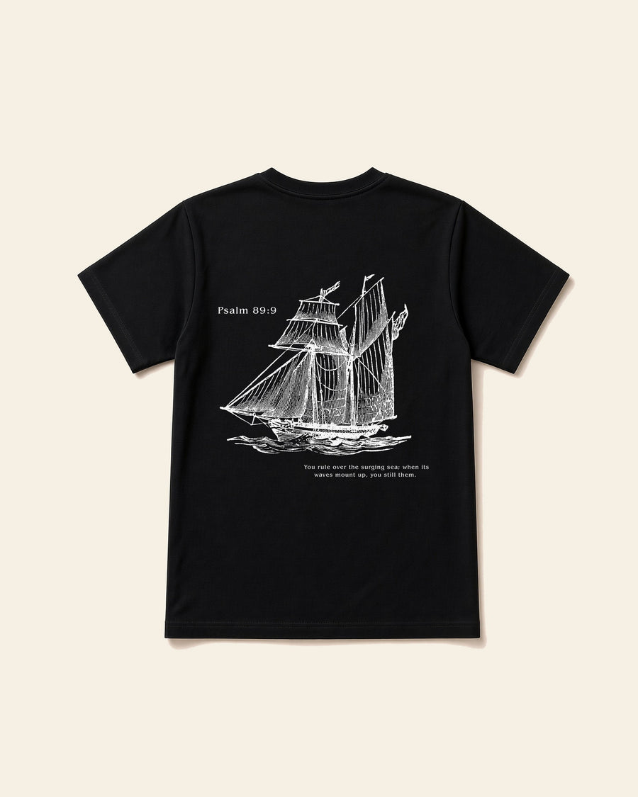 Psalm Boat - Adult Everyday Cotton Tee, black, back