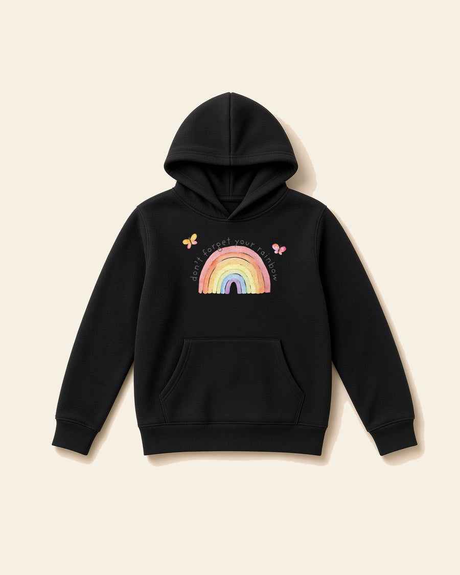 The Rainbow - Youth Fleece Hoodie, black, front