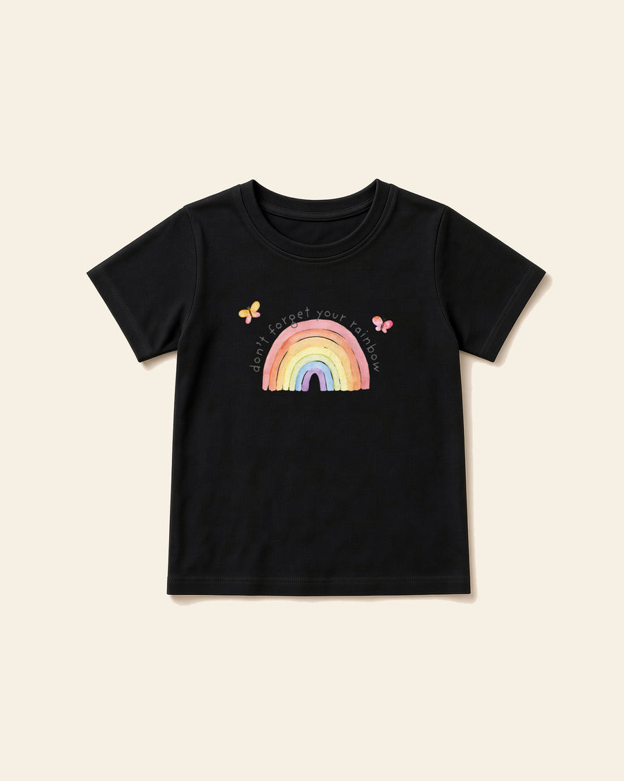 The Rainbow - Youth Everyday Cotton Tee, black, front