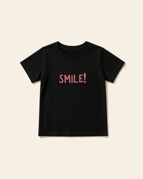 Smile - Toddler Organic Cotton Tee, black, front