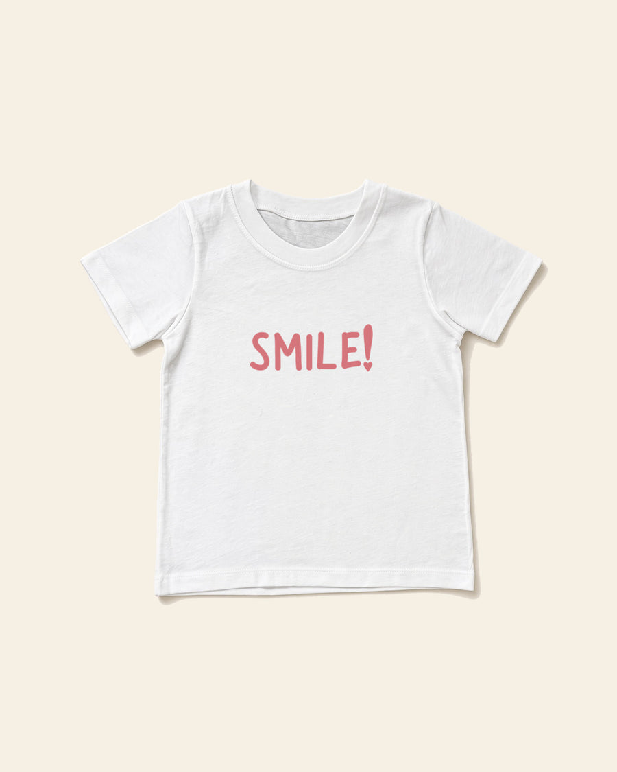 Smile - Toddler Organic Cotton Tee, white, front