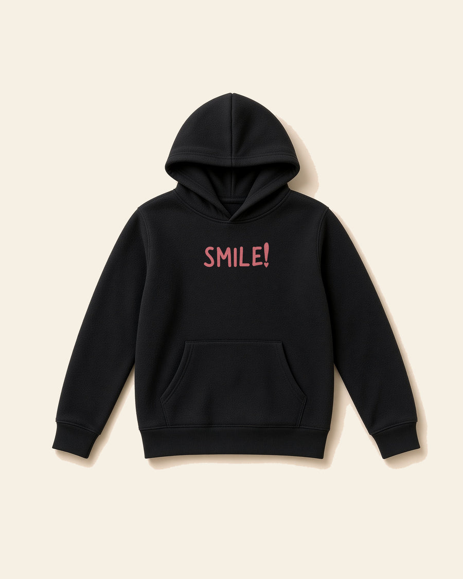 Smile - Youth Fleece Hoodie, black, front