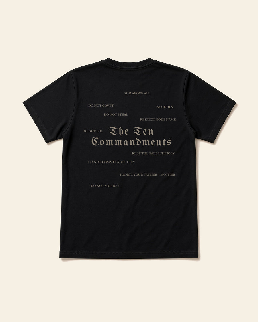 Ten Commandments - Adult Organic Bamboo Tee, black, back