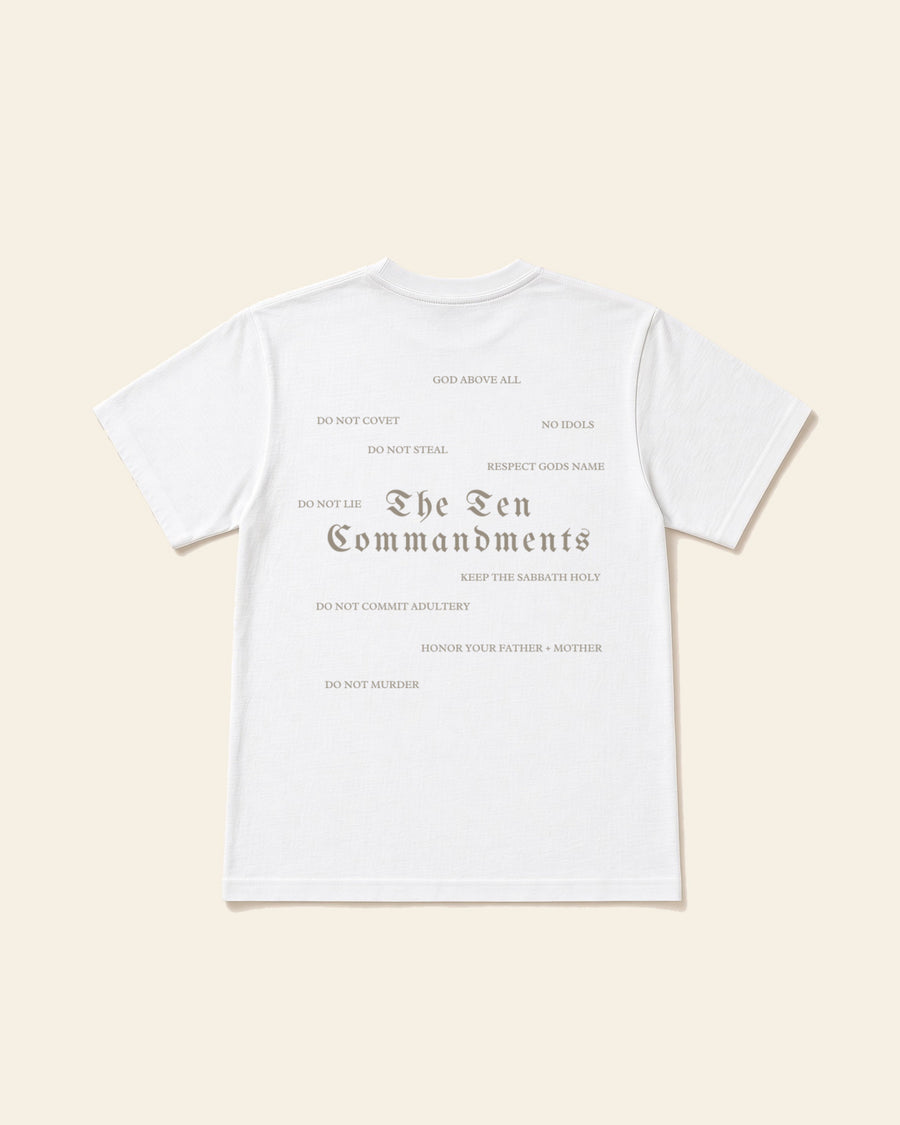 Ten Commandments - Adult Everyday Cotton Tee, white, back