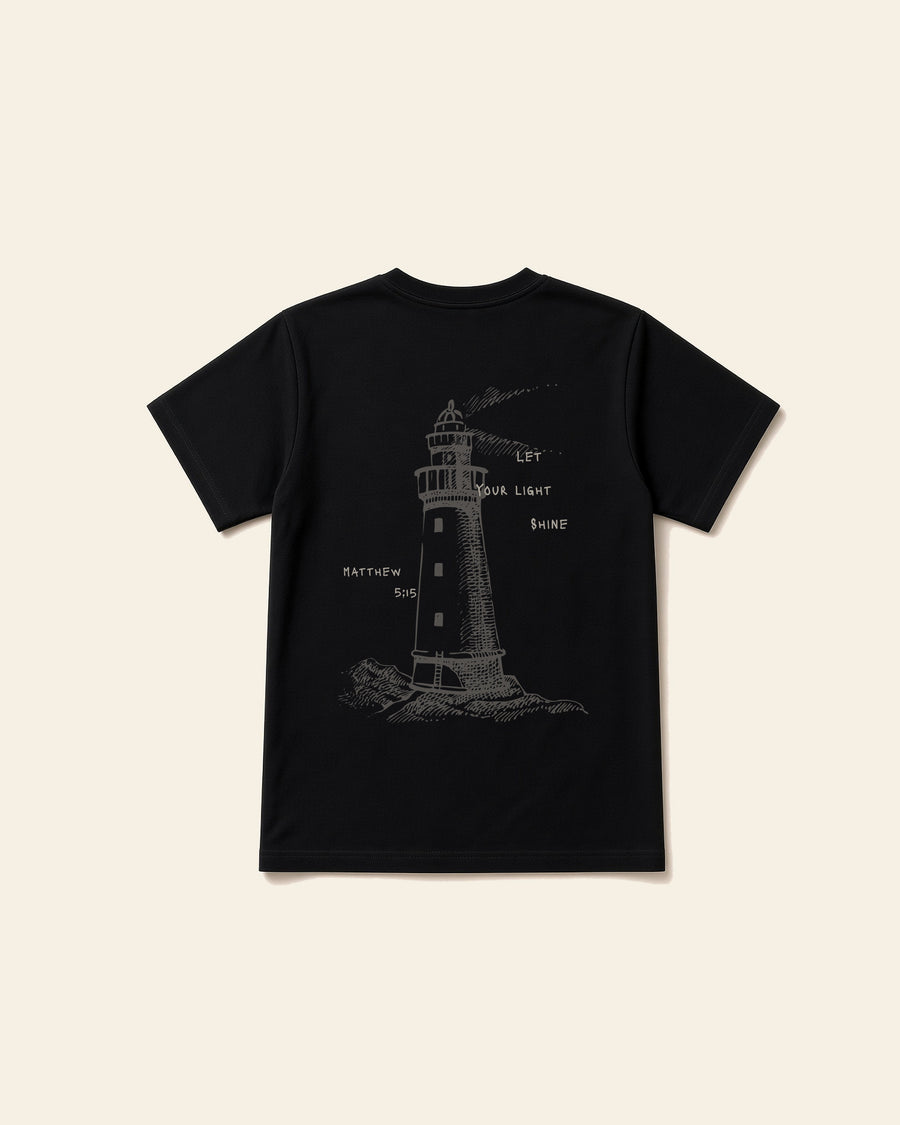 The Lighthouse - Adult Heavyweight Cotton Tee, black, back