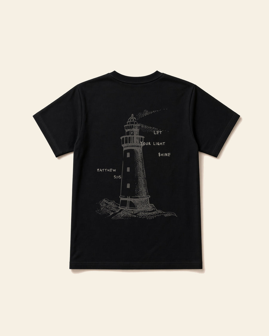 The Lighthouse - Adult Everyday Cotton Tee, black, back