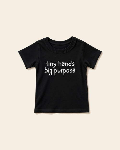 Tiny Hands - Baby Organic Cotton Tee, black, front