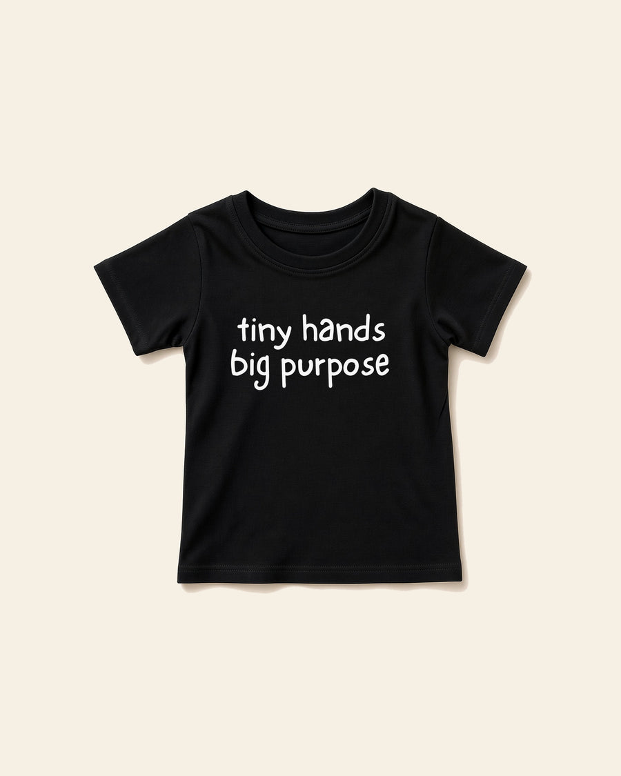 Tiny Hands - Baby Organic Cotton Tee, black, front