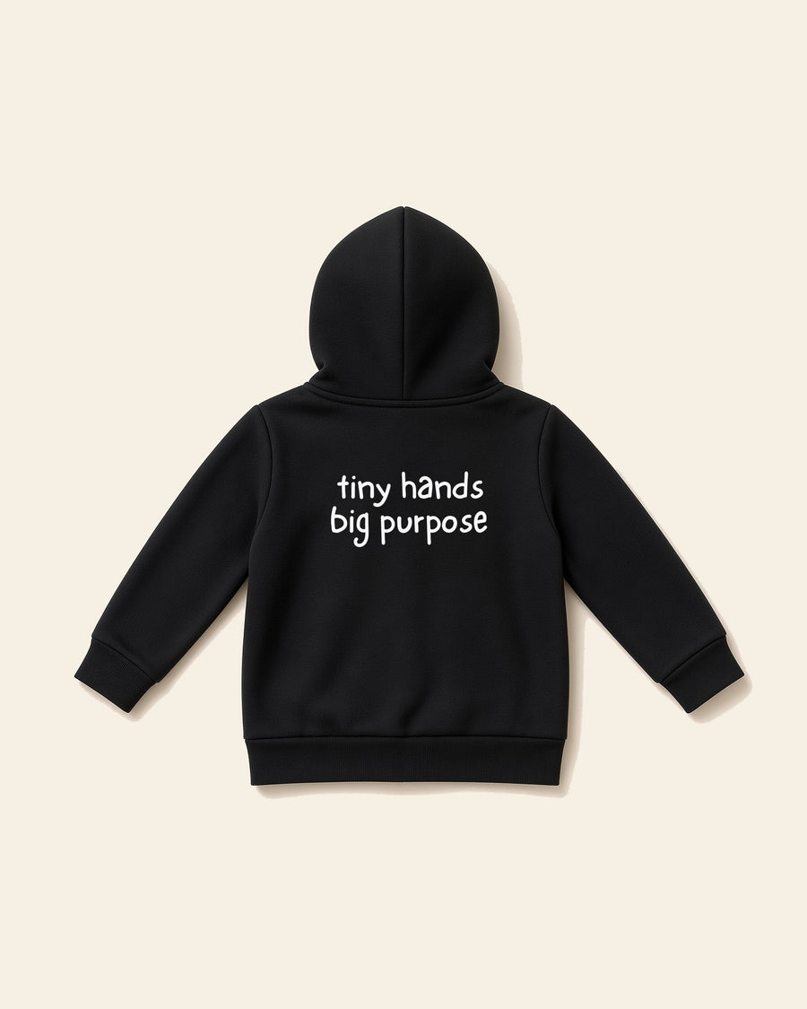 Tiny Hands - Baby Fleece Zip Hoodie, black, back