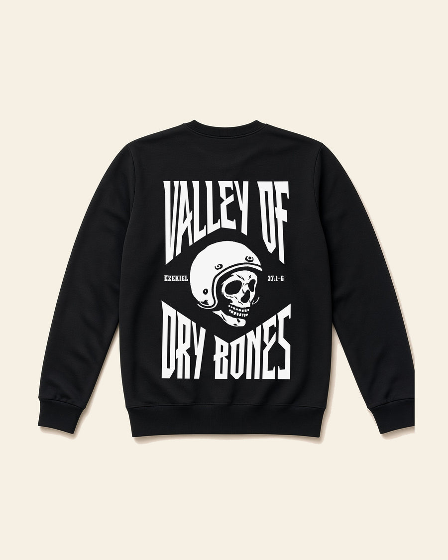 Valley of Dry Bones - Adult Fleece Crewneck, black, back