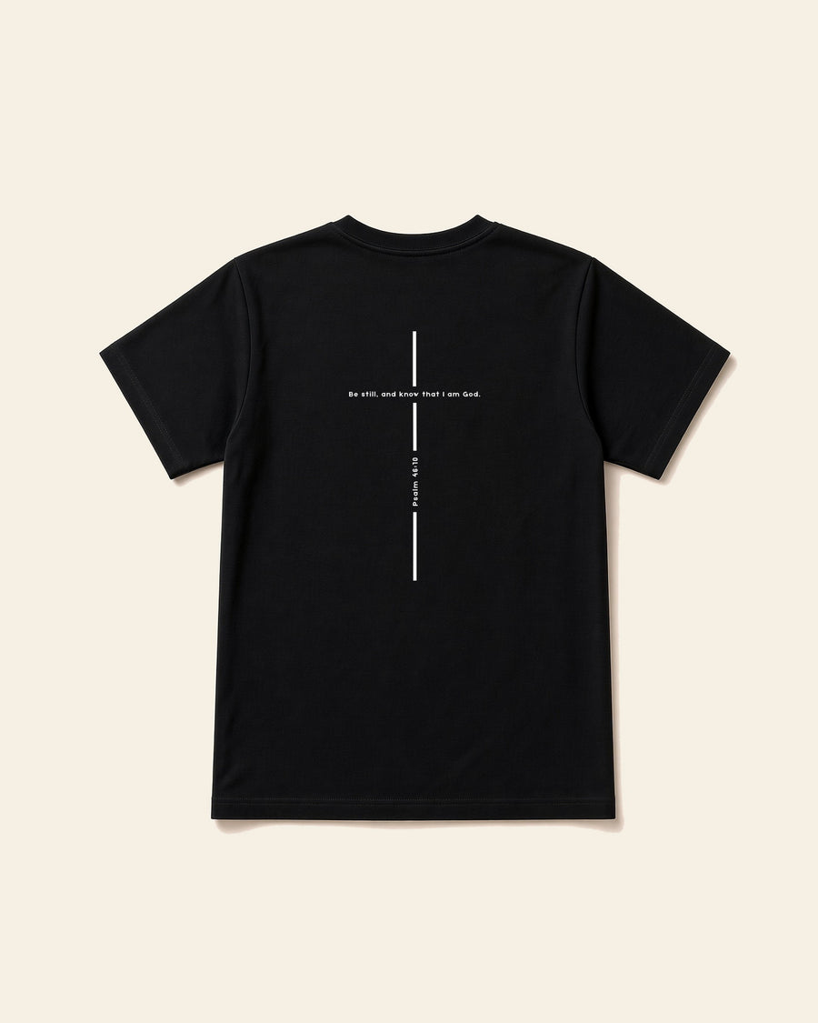 Psalm Cross - Adult Everyday Cotton Tee, black, back