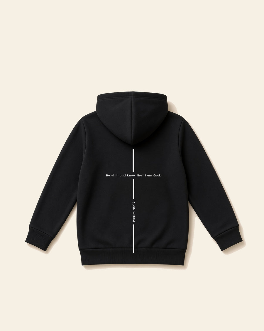Psalm Cross - Toddler Fleece Hoodie, black, back