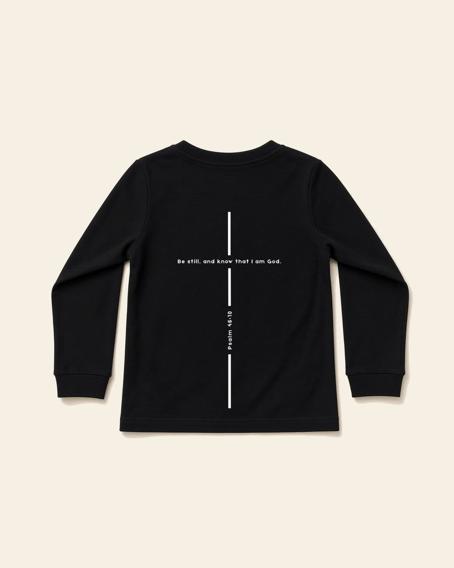 Psalm Cross - Toddler Long Sleeve Tee, black, back