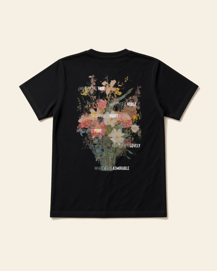 Whatever is True - Adult Organic Bamboo Tee, black, back