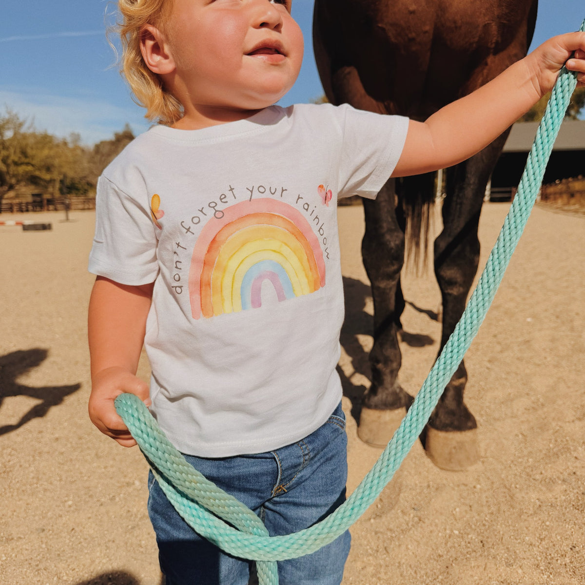 The Rainbow - Toddler Organic Cotton Tee, white, worn