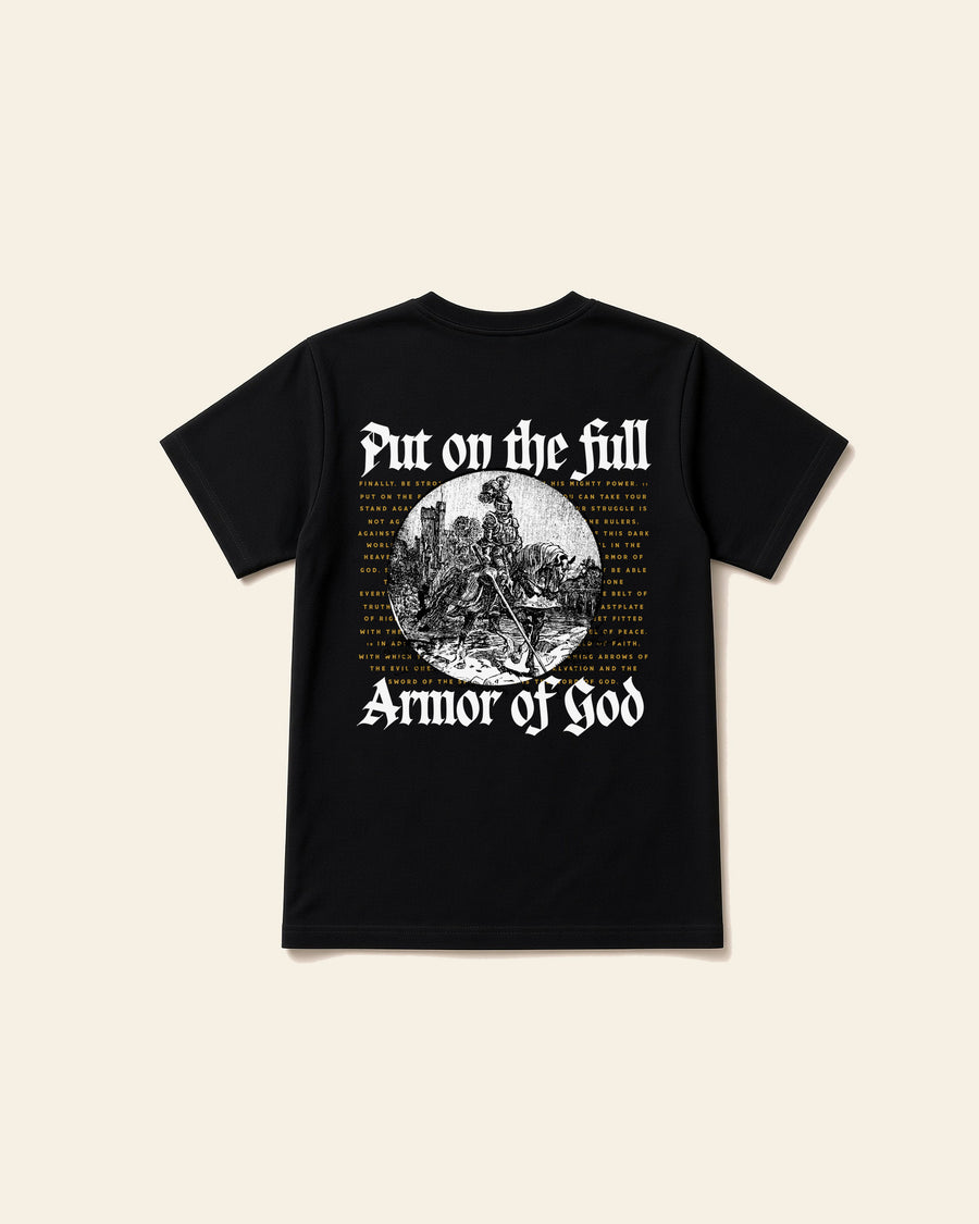 Armor of God - Adult Heavyweight Cotton Tee, black, back