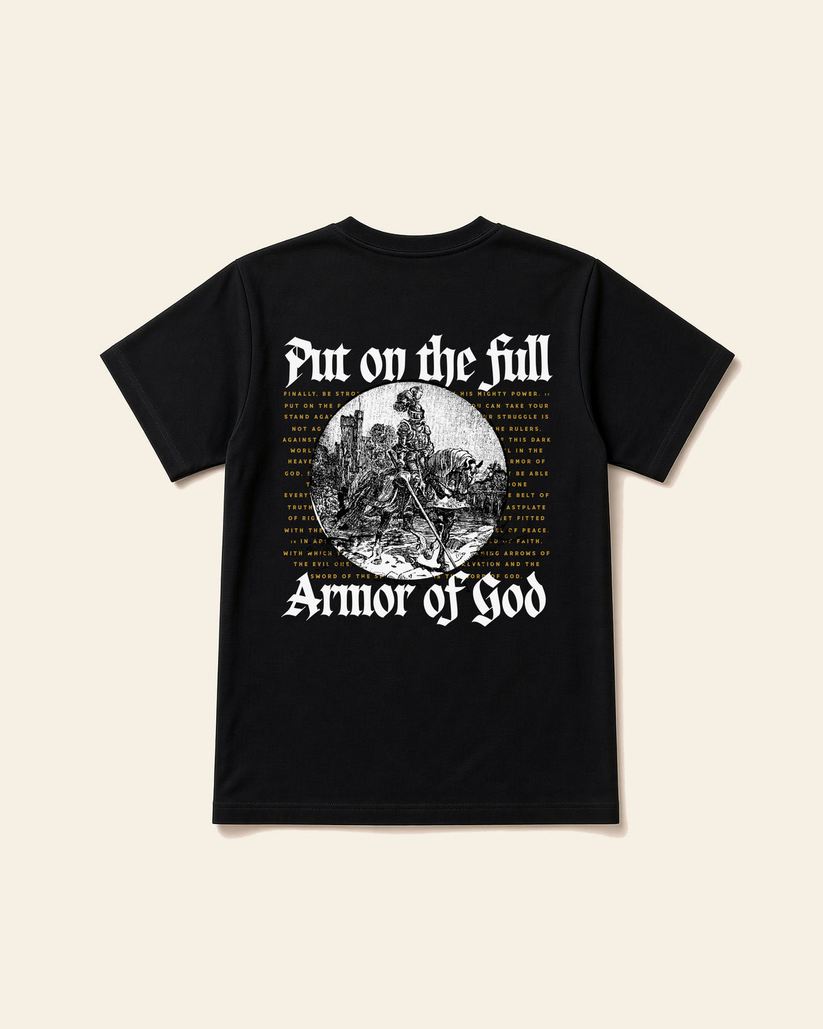 Armor of God - Adult Everyday Cotton Tee, black, back