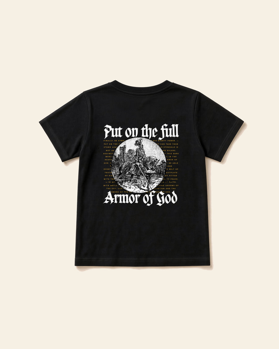Armor of God - Youth Everyday Cotton Tee, black, back