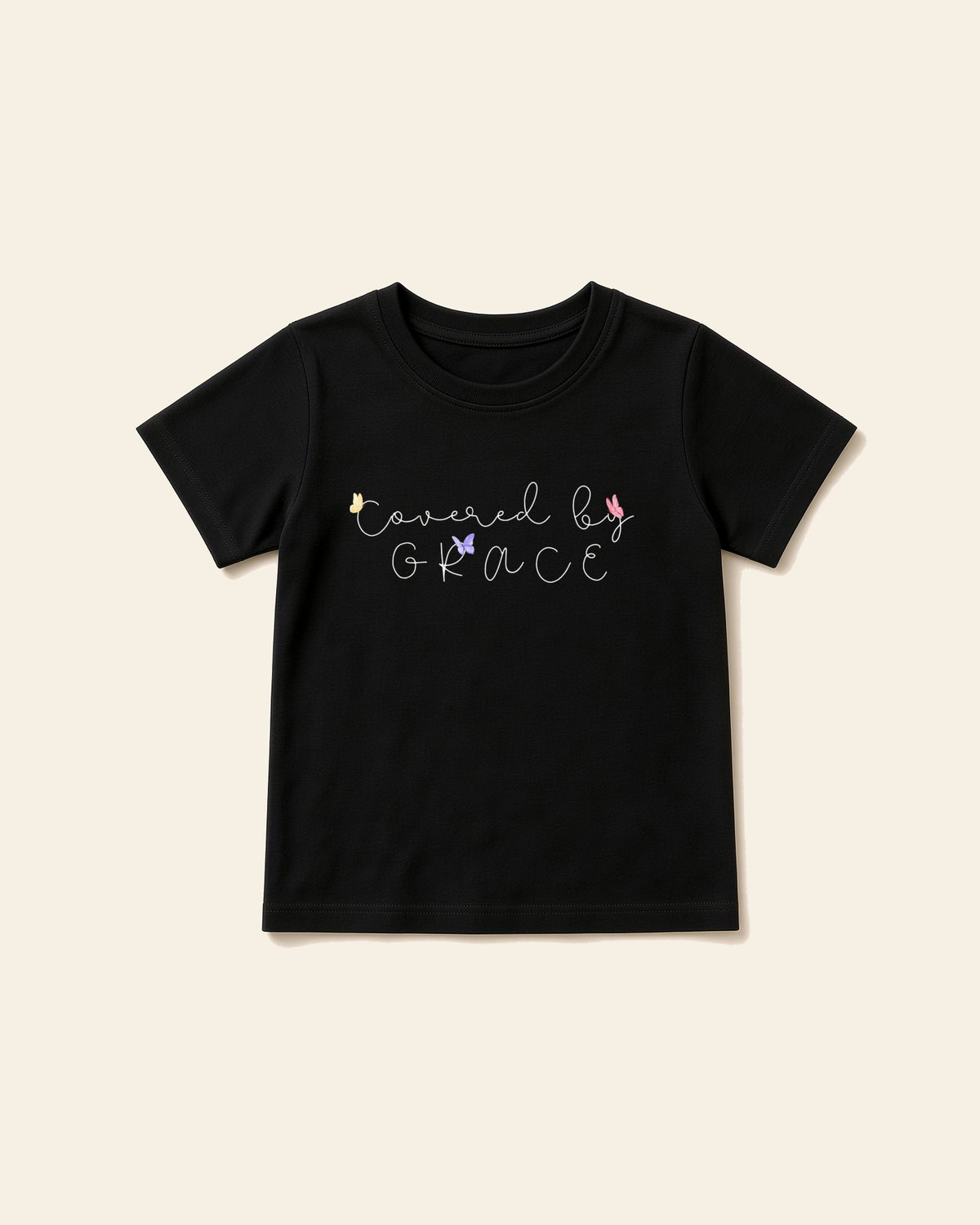 Covered by Grace - Toddler Organic Cotton Tee, black, front